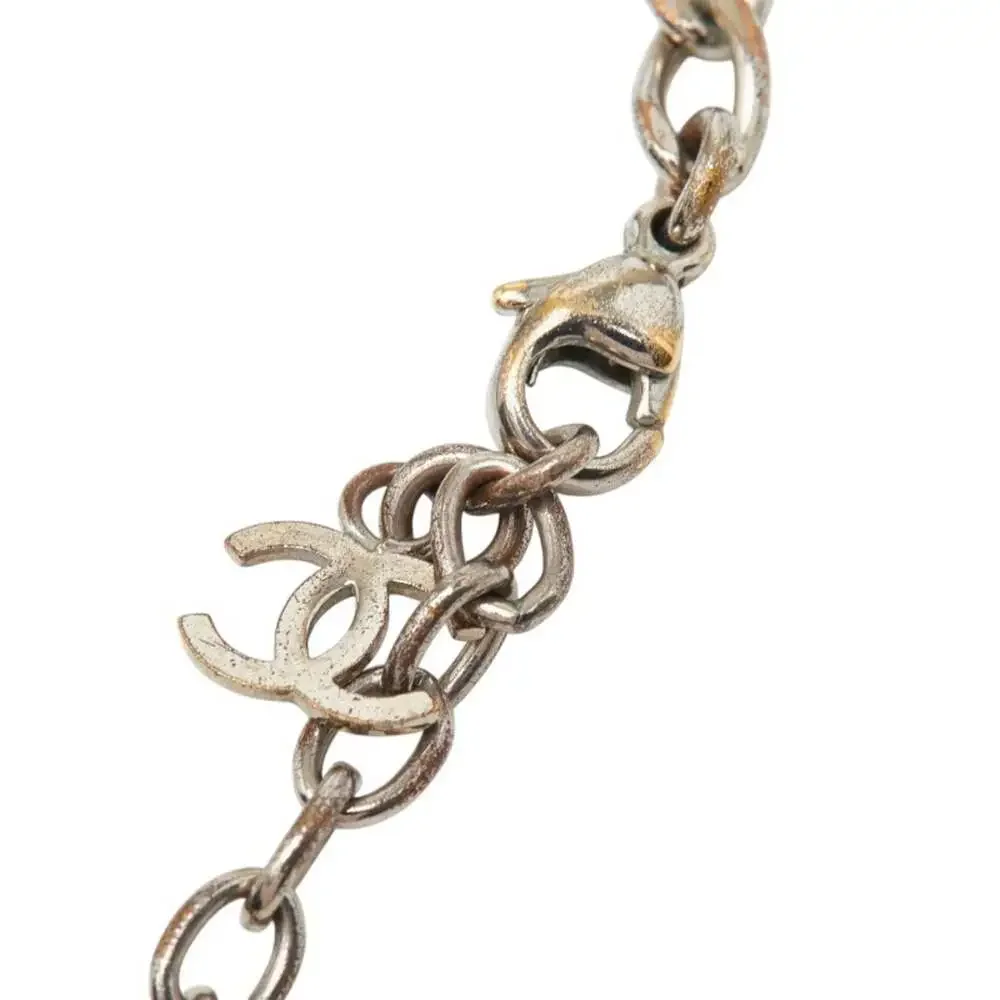 Chanel Cc Logo Pendant Necklace Silver- #250060C70B